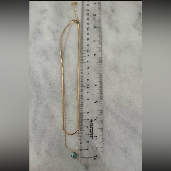 Gold Layering Layered Turquoise Pendant Necklace - Picture 5 of 5